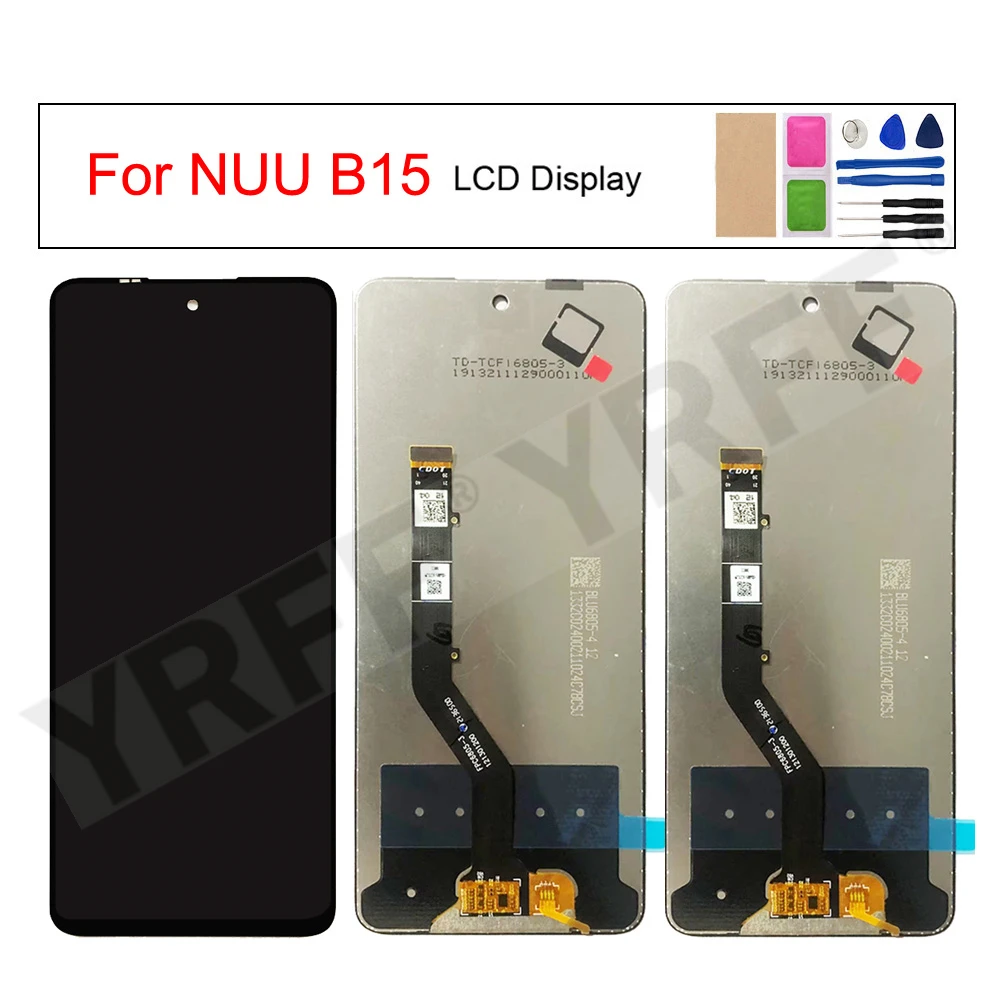 Conjunto de digitalizador de tela de toque para display LCD NUU B15, peça de reposição de tela LCD
