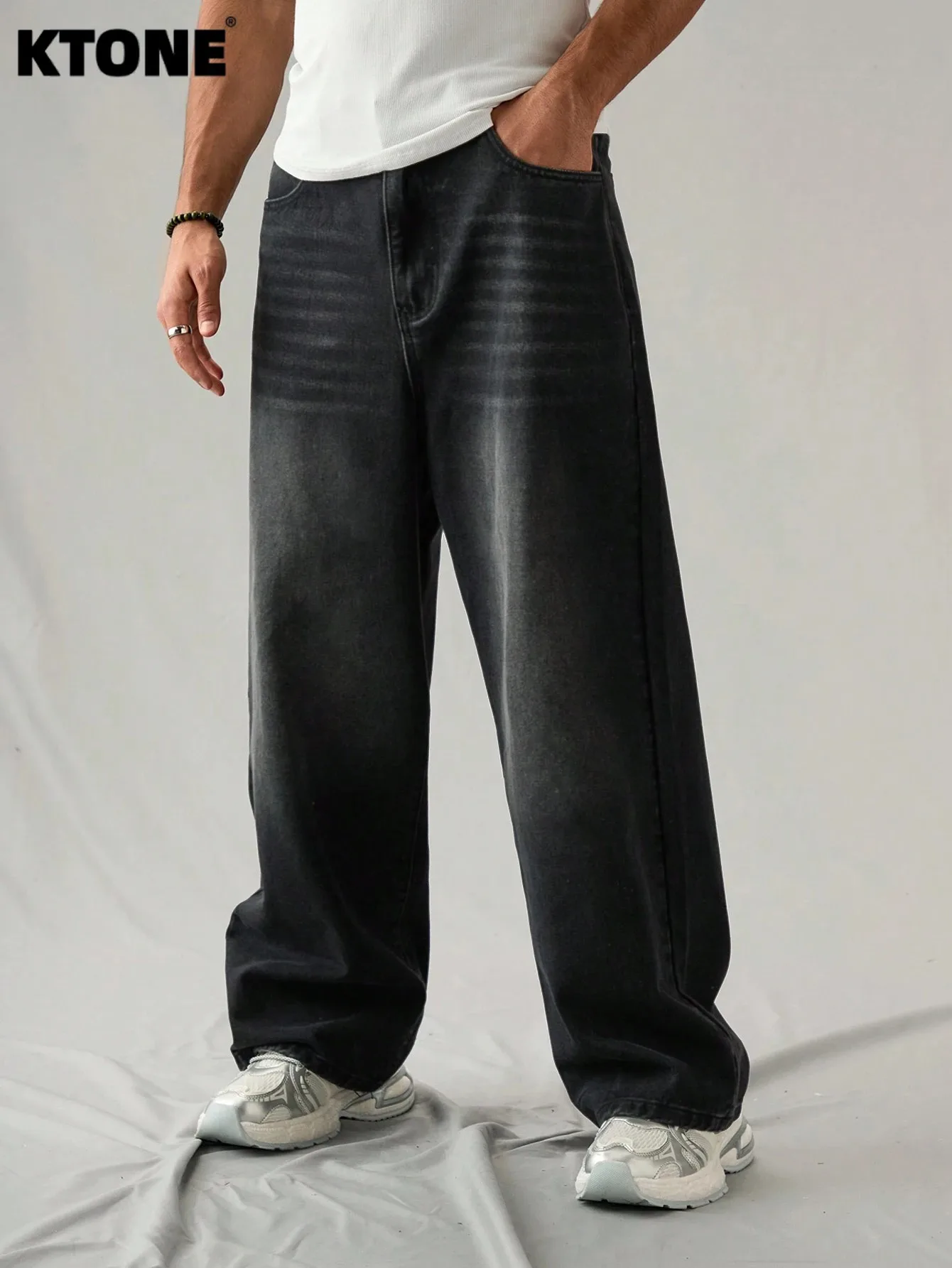 

Модные черные мешковатые джинсы для мужчин в стиле Y2K Drip, уличная одежда, деним. Без аксессуаров и ремней.