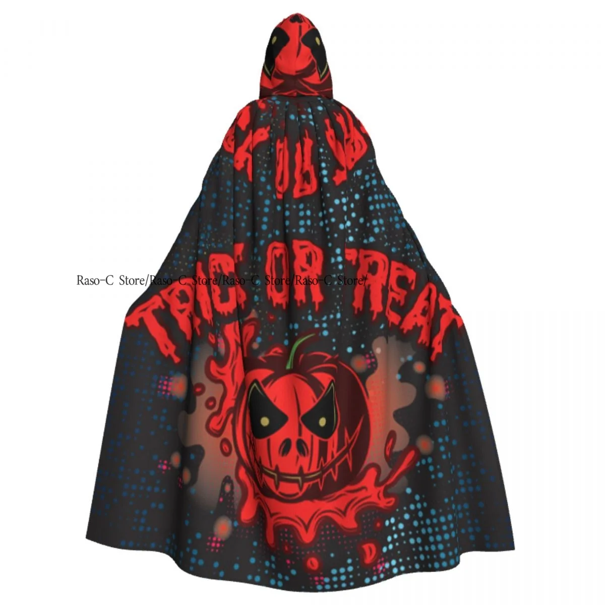 Unisex Witch Party Reversible Hooded Adult Vampires Cape Cloak Pumpkin And Blood Flow