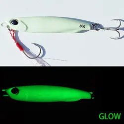 1PC Glow Cast Fishing Bait 10g15g20g25g30g40g50g60g Luminous Metal Sea Bass Snapper pesca Fishing Lure Jigging Lure hard Bait