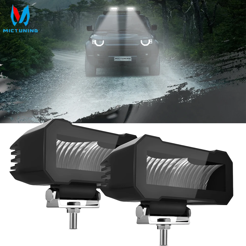 

MICTUNING 2Pcs Bezel-Less 40W Waterproof Fog Lamps Driving Spot Lights With Adjustable Brackets For Offroad Vehicle Worklights