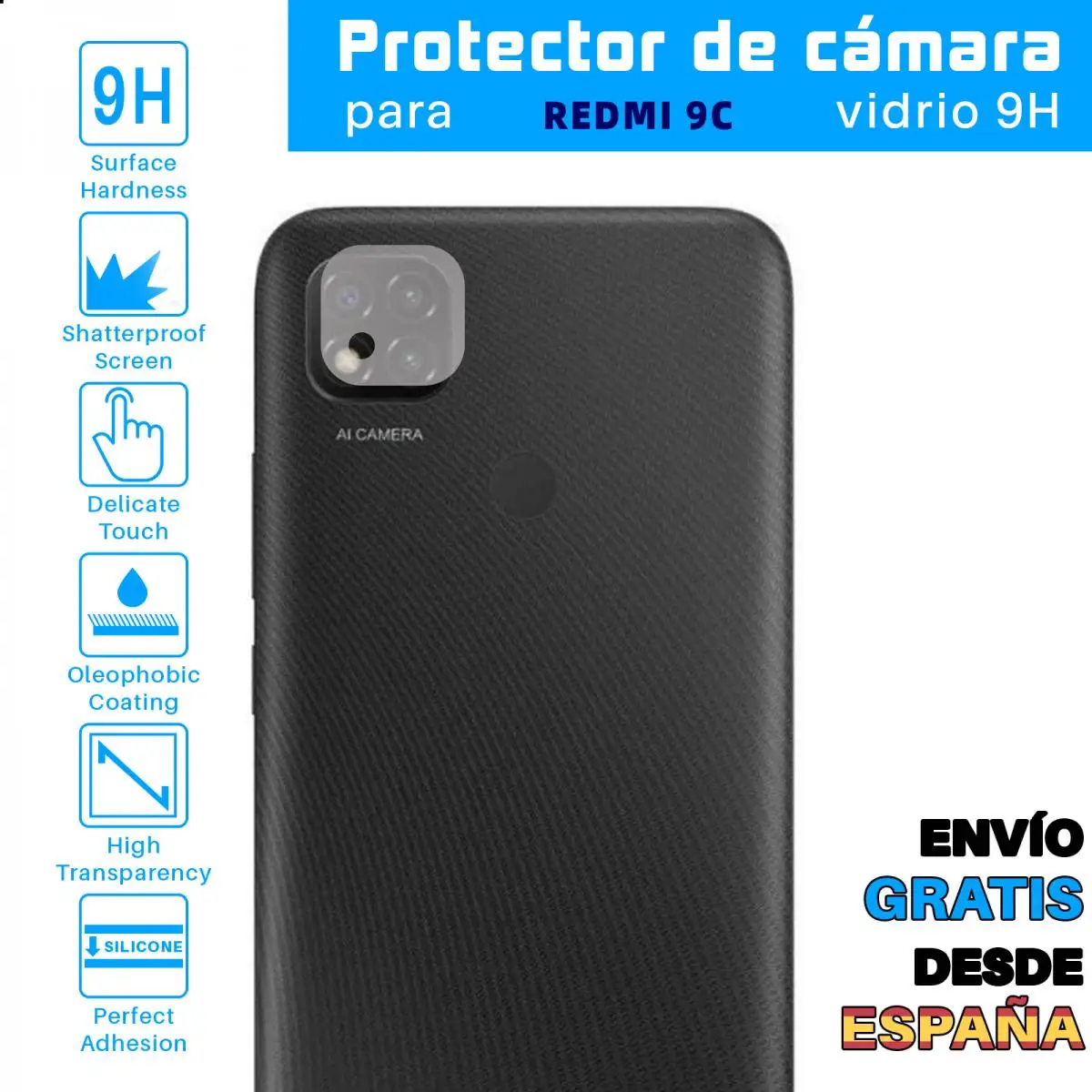 Protector for Xiaomi Redmi 9C camera lens tempered glass