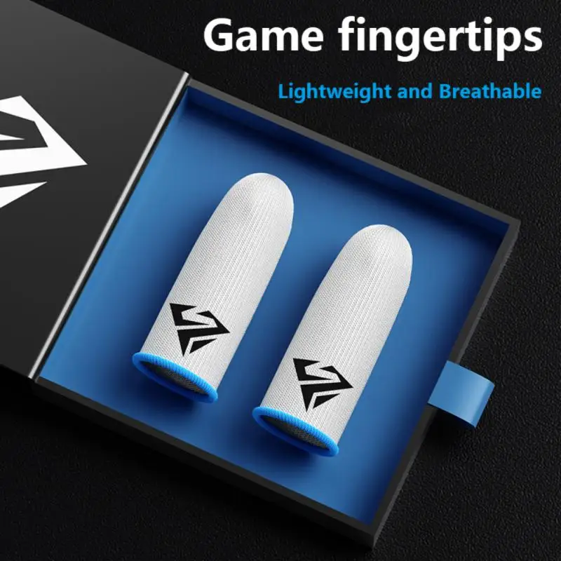 Anti-Slip Gaming Finger Cover para PUBG Mobile Games, Touch Screen Sleeve, Fingertips, Thumb Gloves com Box, Sweatproof, 2 Pares