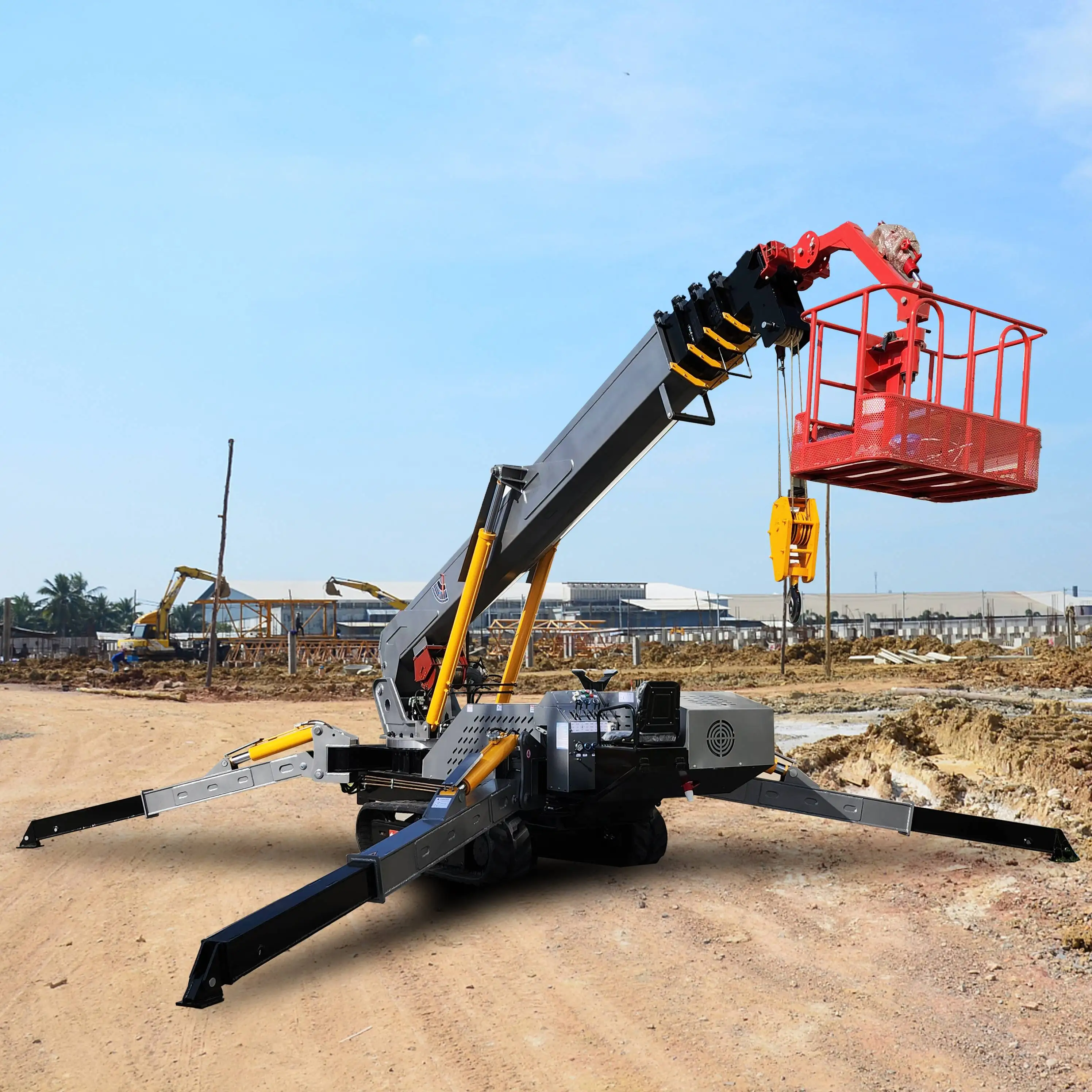 Construction Tracks Spider Crane Diesel EPA Euro 5 8 Ton Spider with Man Basket 10 Ton Tracks Mobile Mini Crawler Crane for Work