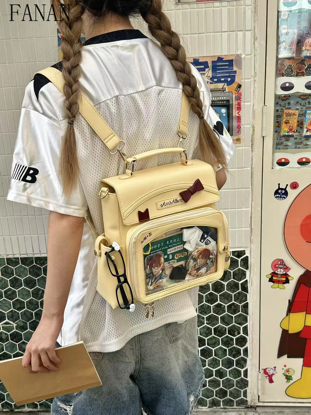 Girls Backpack Original Cute Single Shoulder Bags for Women Candy Color Pain Double Crossbody Causal Backpack