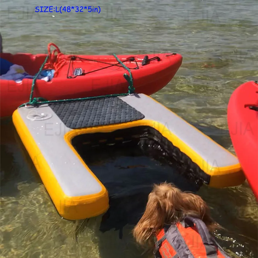

Wholesale High Quality Drop Stitch Fabric Inflatable Pump Plank Climb Platform Ladder Dog Water Ramp With Eva Non-slip Pad