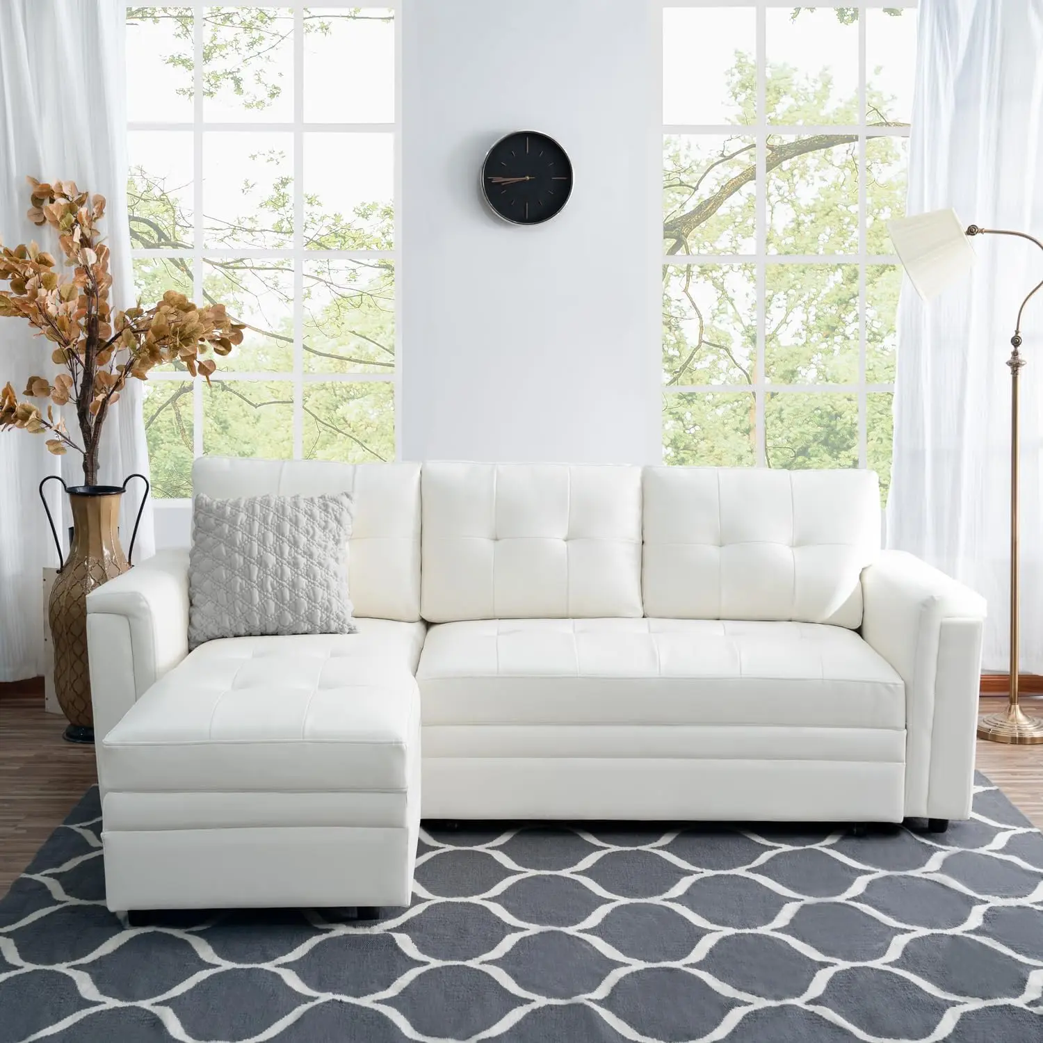 S7475d142166b41918aa3dfa019432cd72 Modern L-Shaped Sectional with Pull-Out Bed and USB Ports