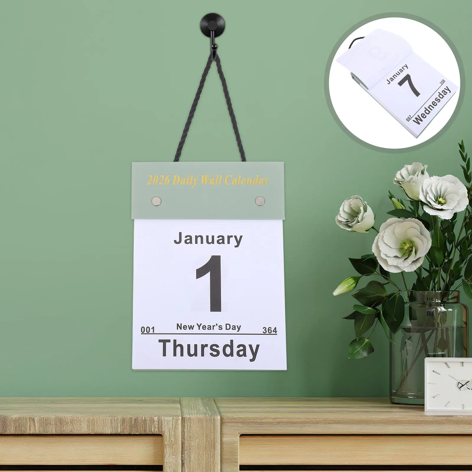 

Daily Tear-Off Wall Calendar 2026 Large Print Vertical Hanging Calendar Easy Read for School Home Office Appointment Reminder