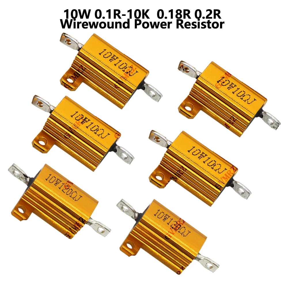 10W 0.1R-10K  0.18R 0.2R Aluminum Housing Wirewound Power Resistor Assorted Resistance Values Electronic Component 27R