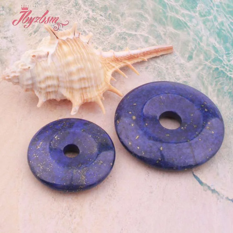 25,40,50mm Round Donut Rings Blue Lapis Lazuli Natural Stone Beads for DIY Necklace Bracelet Pendant Charms Jewelry Making 1 Pcs