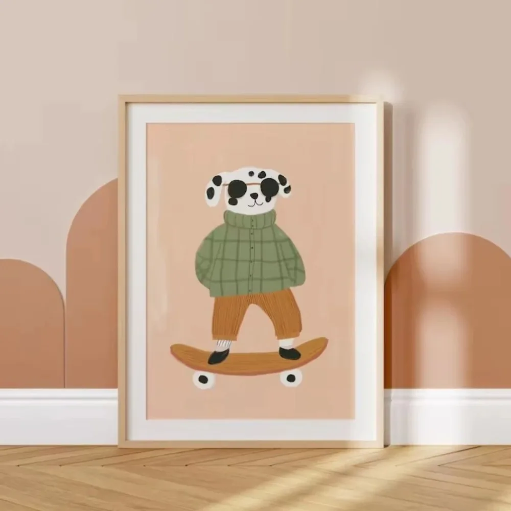 Funny Cartoon Animal Skateboarding Poster Trendy Goose Duck Dog Skate Canvas Painting Wall Art for Room Home Decor