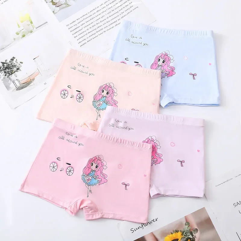 4Pcs/Lot Girls Underwear Children's Cotton Boxers Kids Shorts Panites Baby Girl Clothes for 2-10 Years