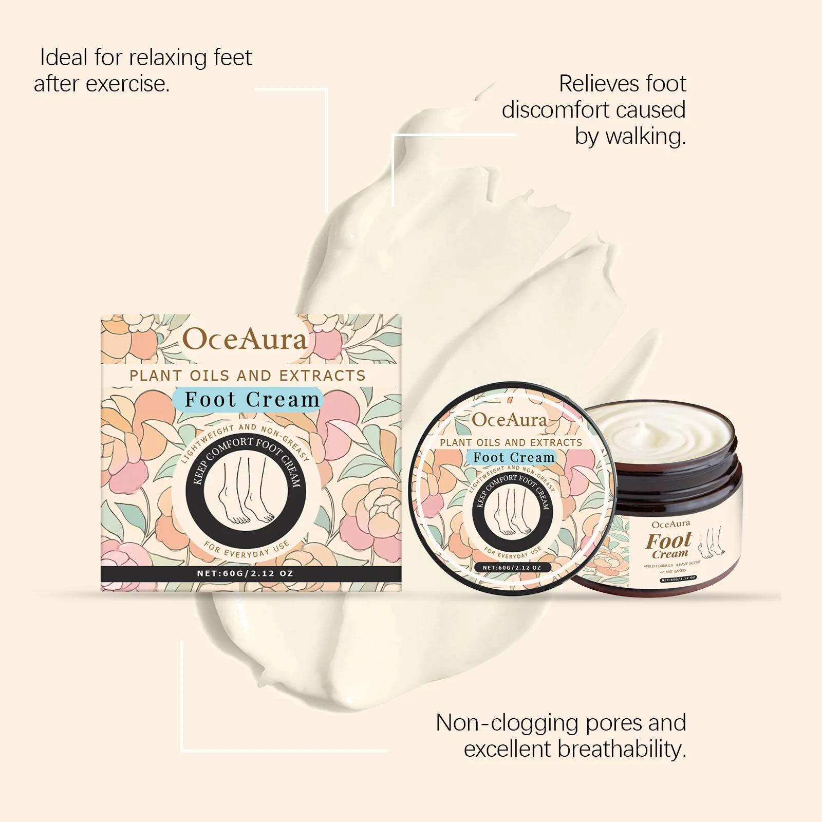 Soothing Foot Massage Cream Relieve Foot Discomfort Fatigue Tired Feet Deep Nourish Repair Rough Dry Crack Heel Foot Care Cream