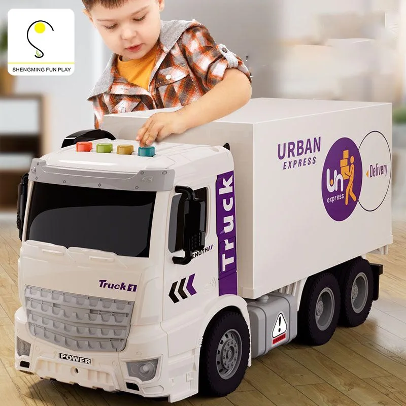 

Children's Early Learning Musical Inertia Toy Truck Express Bus Trucsk Sound Light Moveble Engineering Car Toys Boys Kids Gift