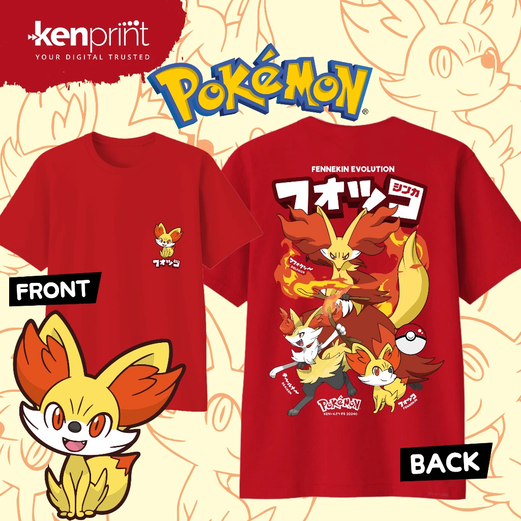 Street Fashion Evolution - Anime Pokémon Fennekin Evolution Printed Cotton