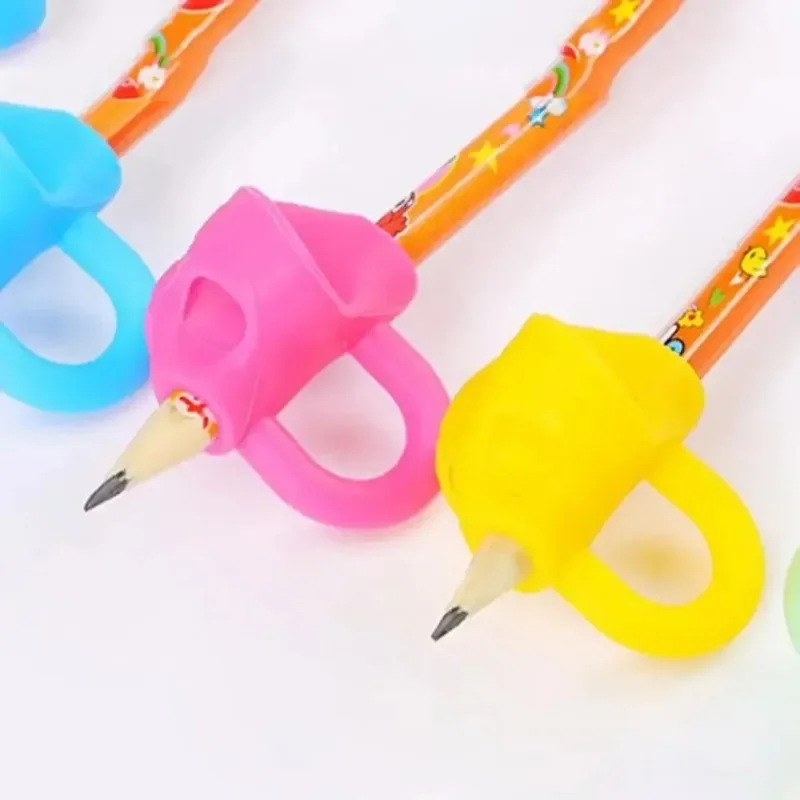 3 Finger Silicone Pencil Pen Holder Children Writing Learning Tool Stationery Aid Grip Posture Correction Device 3 Piece/ Set