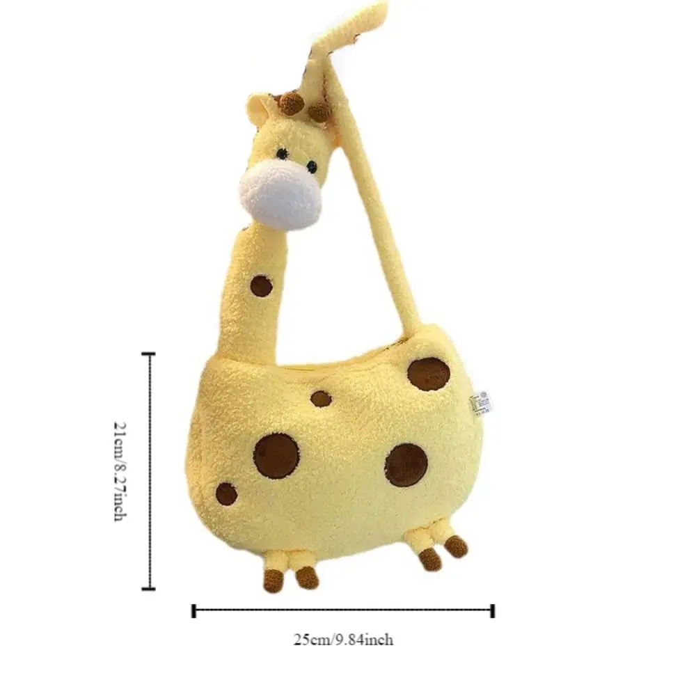 Borse a tracolla Simpatica giraffa Borsa in peluche Zaino soffice Borsa a tracolla per bambola di cartone animato Bella borsa in versione coreana