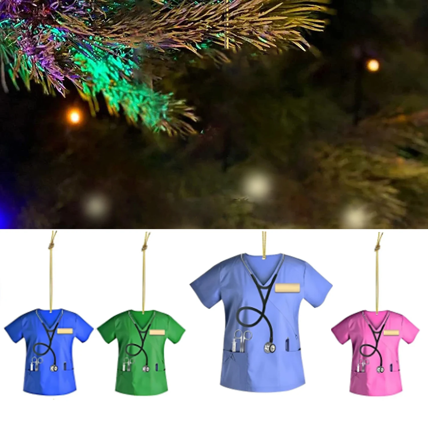 

Hanging Flat Doctor Nurse Uniform Pendant Christmas Tree Colors Creative Keychain Home Decor Party Birthday Gift Auto Interior