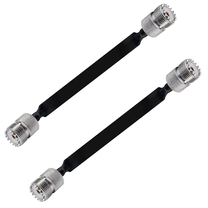 2Pcs- 20Cm RF Coaxial Cable Window/Door Pass Through Flat Cable, SO239 UHF Female To Female Male Connector