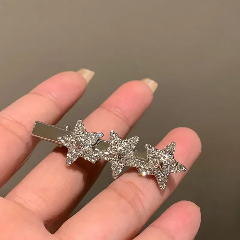 Y2k Sterne voller Strass Haarspangen für Frauen schöne mädchenhafte Haarnadeln Metall Entenschnabel Hairgrip Stirn Bang Ornament Kopfschmuck – Detail 5