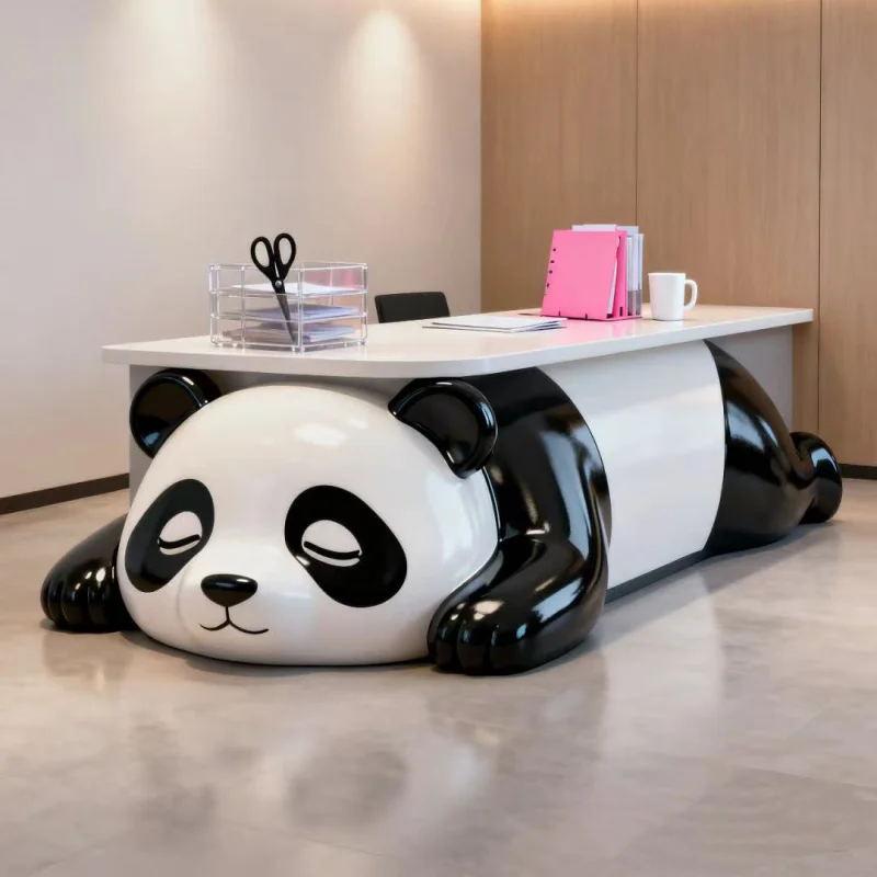 custom.Panda-Shaped Fiberglass Modern All-in-One Extendable Desk-Dual Use Office & Study-Commercial Furniture