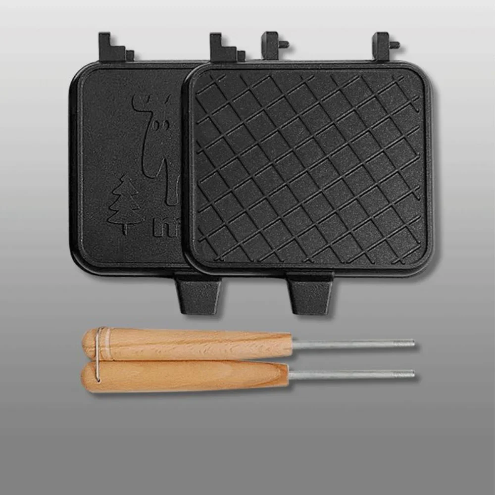 Sandwich Frying Pan Removable Wooden Handle Outdoor Camping Sandwich Muffin Baking Pan Home Pans Kitchen Accessories