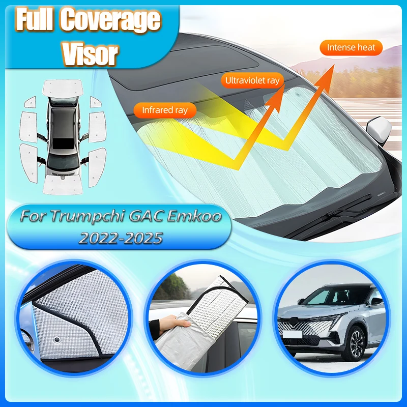 Car Full Coverage Sunshades For Trumpchi GAC Emkoo Accessories 2022-2025 Reflector Shade Visor Window Sunscreen Stickers Anti-UV