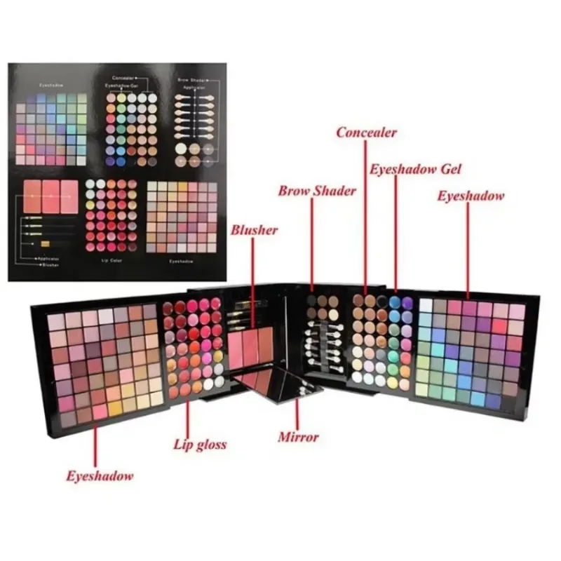 Palette de fards à paupières, brillant à lèvres, correcteur et blush personnalisés, 177 couleurs, imperméable, facile à colorer, ensemble de maquillage longue durée, en vrac