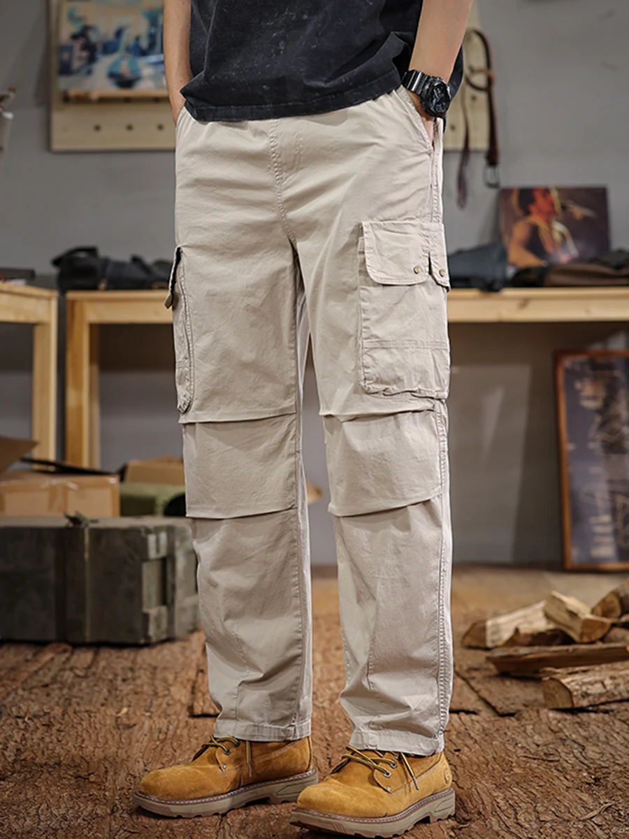 

American Retro Sle Men's Casual Pants Summer Thin Straight Leg Workwear Trousers Faionable Loose Fit Spor Cool