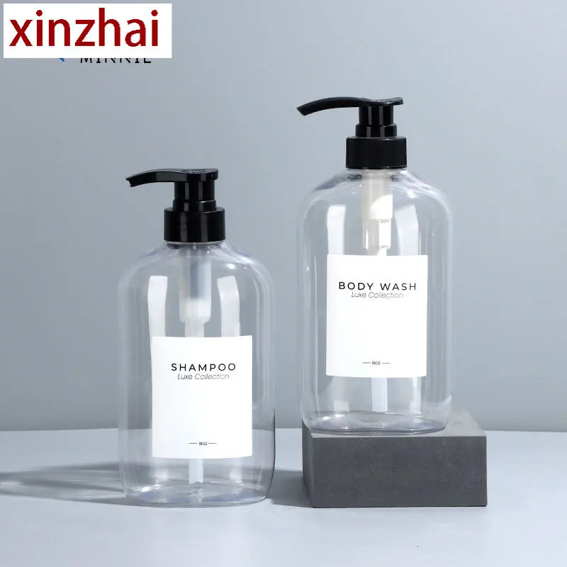 Hotel large-capacity pressing hand sanitizer bottle 600ml transparent plastic water milk shampoo body wash sub-bottle