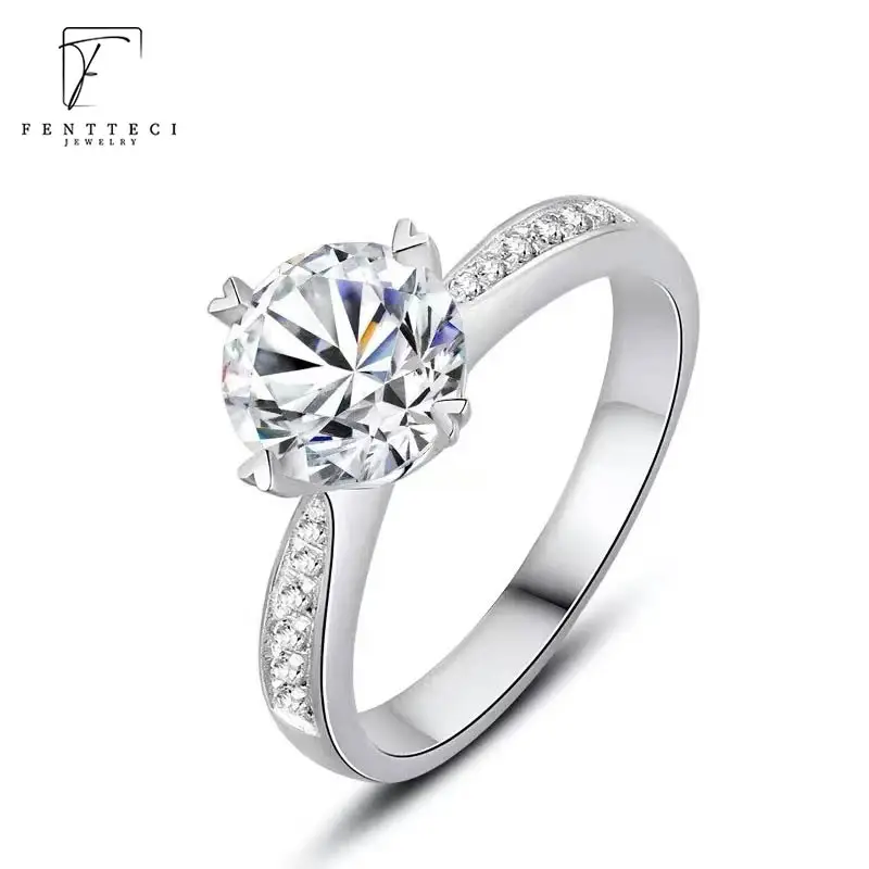 

FENTTECI Luxury Moissanite Diamond Ring For Women 925 Sterling Silver Platinum Plated Authentic Marriage Proposal Fine Jewelry