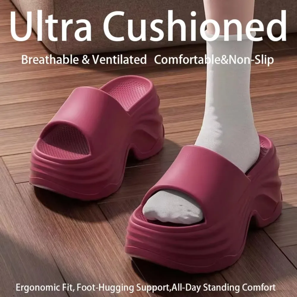 Erhöhte Absatzhöhe Dicke Sohle Anti-Rutsch-Slipper für Damen mit 10 cm Absatz, geruchshemmend, aus EVA – Coole Slipper – Detail 13