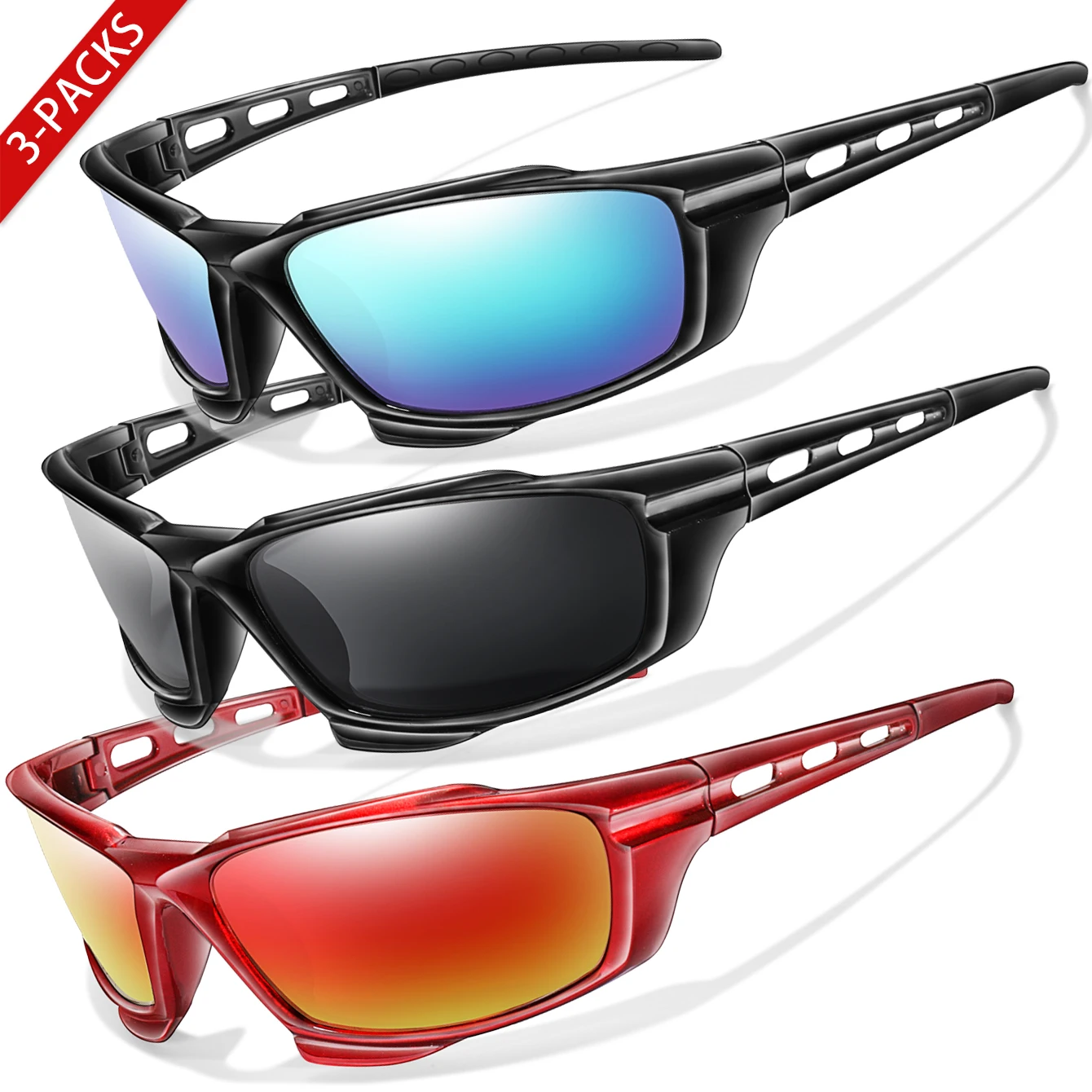 3 أزواج من النظارات الشمسية المستقطبة لصيد السمك للرجال والنساء، نظارات حماية من الأشعة فوق البنفسجية للرياضات الخارجية للمشي لمسافات طويلة وركوب الدراجات