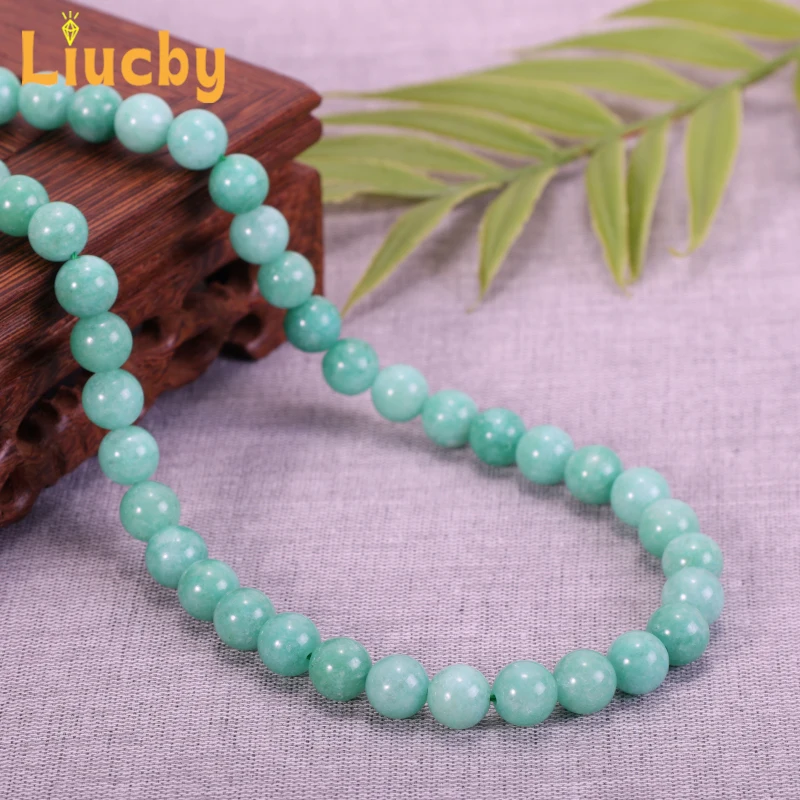 Hellgrüne Jade Naturstein Glatt Handgefertigte Perlen für Schmuckherstellung DIY Schlüsselanhänger Armbänder Handarbeiten 15'' Strang 6/8/10/12MM – Detail 4