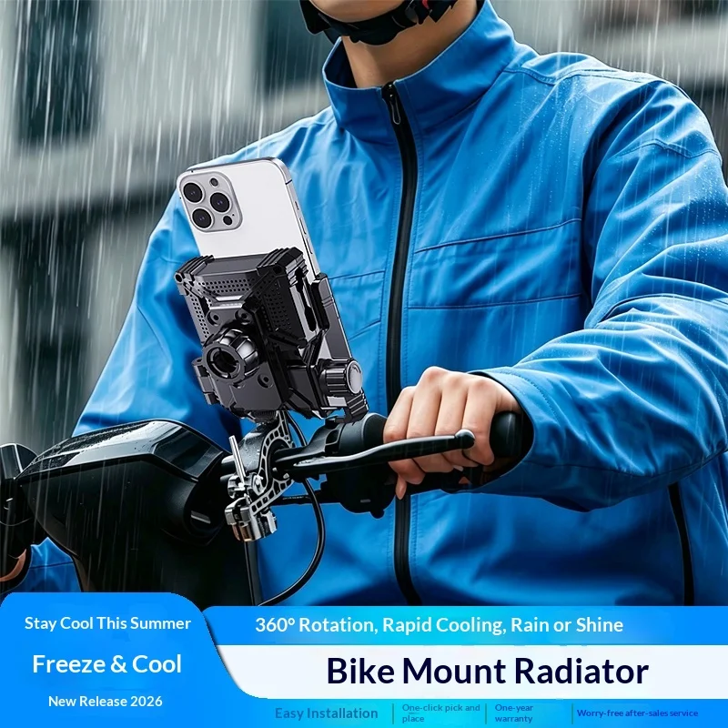 

Motorcycle Phone Mount with Semiconductor Cooling 360° Rotation Waterproof Anti-Shake Fast Heat Dissipation for Scooter E-Bike