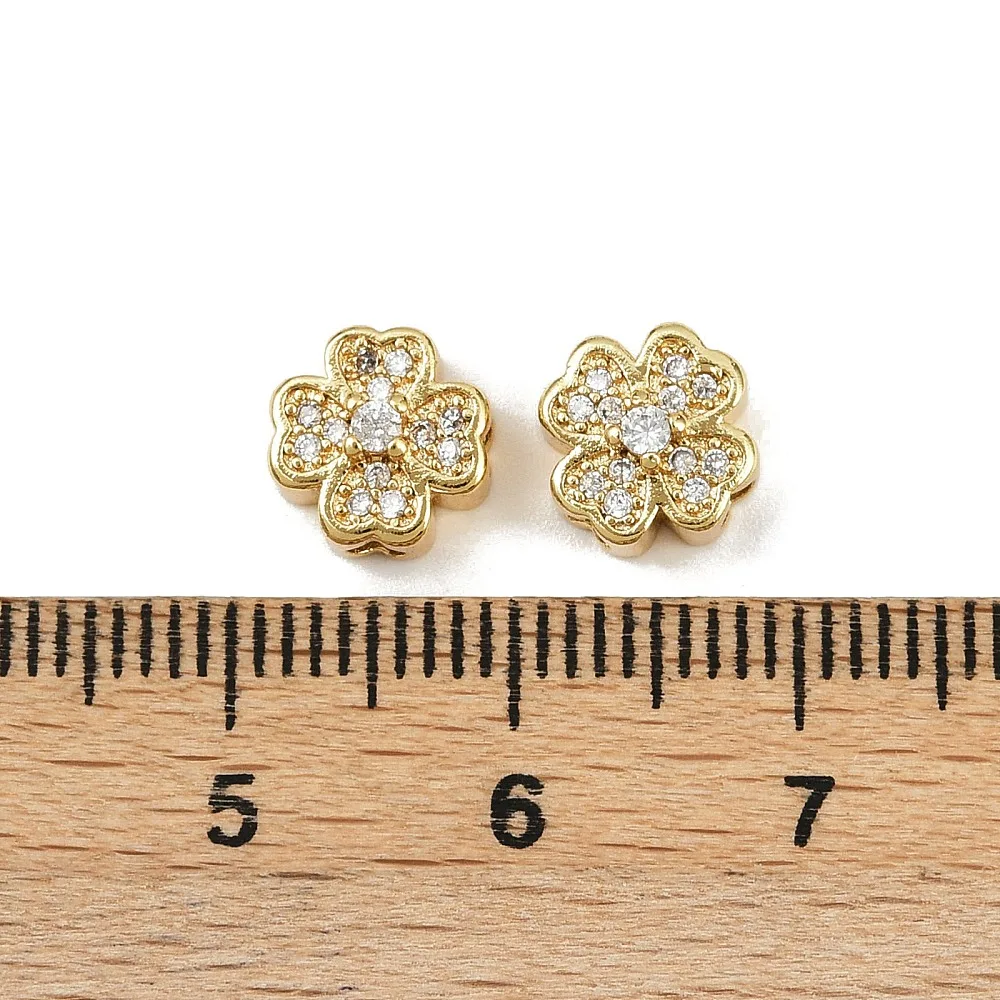 PandaHall 30 Stück Rack-geprägte Messing-Mikro-Pavé-CZ-Blumenperlen, 8x5mm für Perlenarmbänder, Halsketten, Schmuckherstellung & Perlenarbeiten – Detail 7