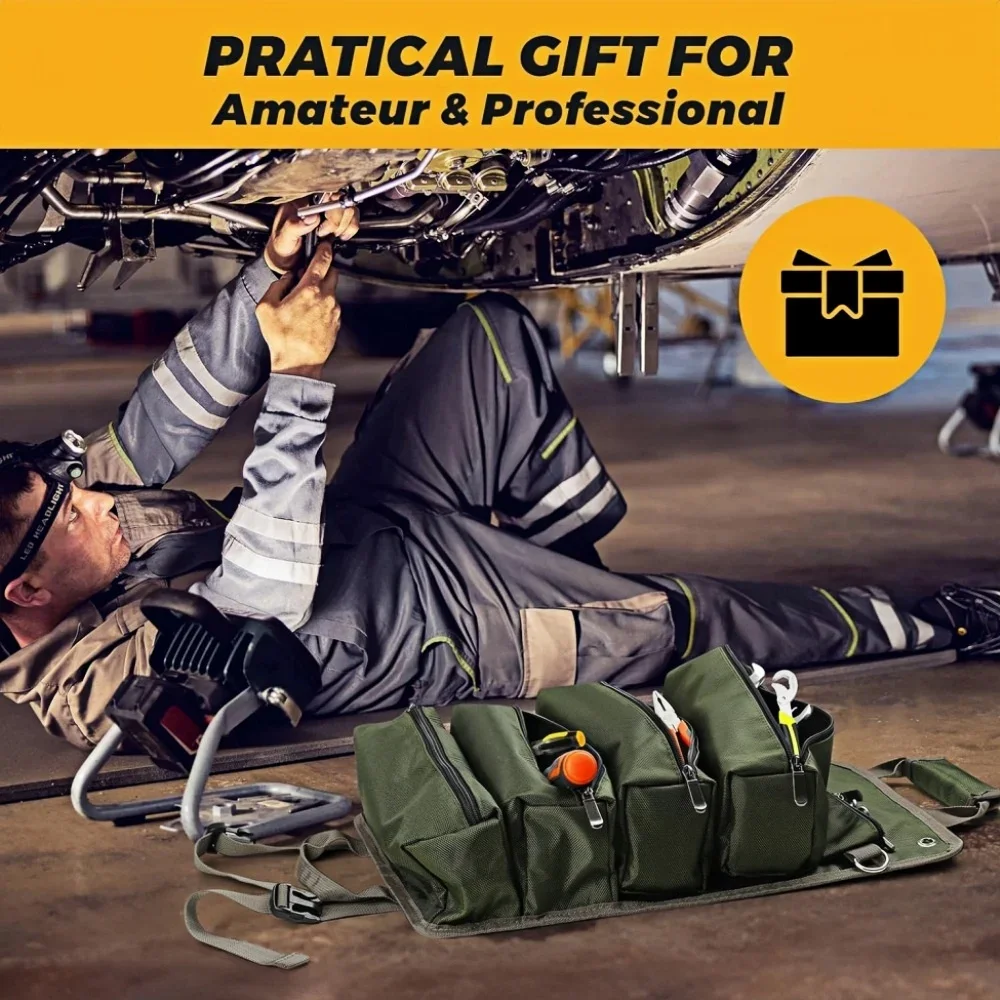 Men's Bag Toolkit Portable Multifunctional Handheld Car Carrying Wearable Rolled Canvas Hardware Repair Tool Storage Bag