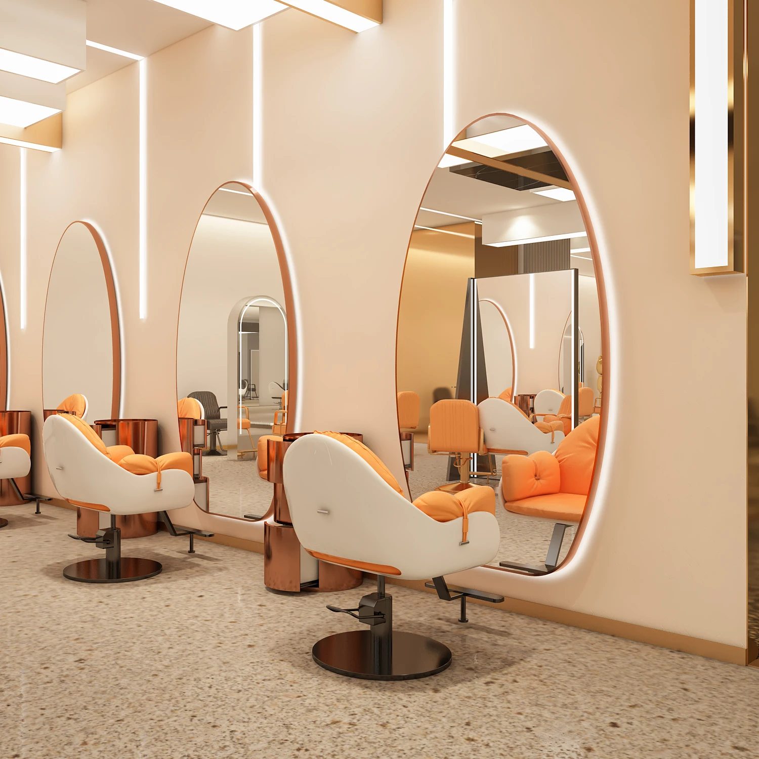 Barber shop mirror stage hairdressing shop mirror hair salon haircut special led wall with lights