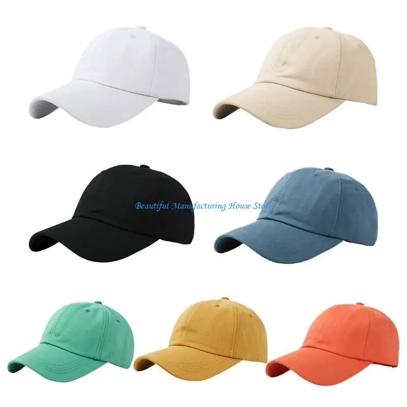 

E56A Korean Unisex Cotton Baseball Cap Simple Color 6-Panel Outdoor Sport Hip Hop Adjustable for Snapback Trucker