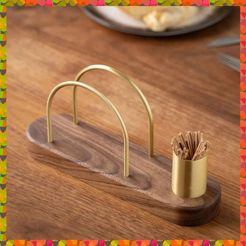 

Promotion! Solid Wood Semicircular Brass Paper Towel Holder Dining Table Kitchen Paper Holder Desktop Vertical Paper Towel Holde