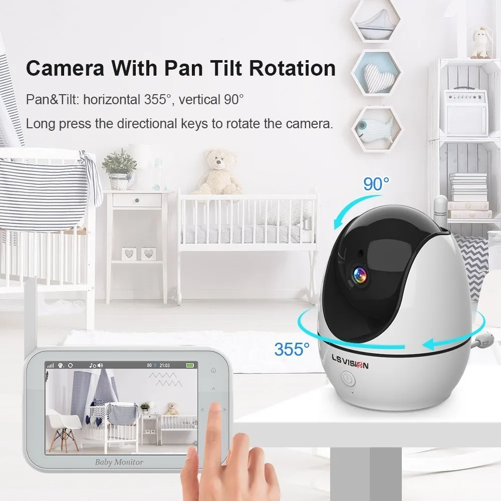 Imagem -03 - Vision Baby Monitor para Crianças Motion Potection Cmera Tela Ips Visão Noturna Bateria Cam 2-way Talk Rotação Automática 43 ls