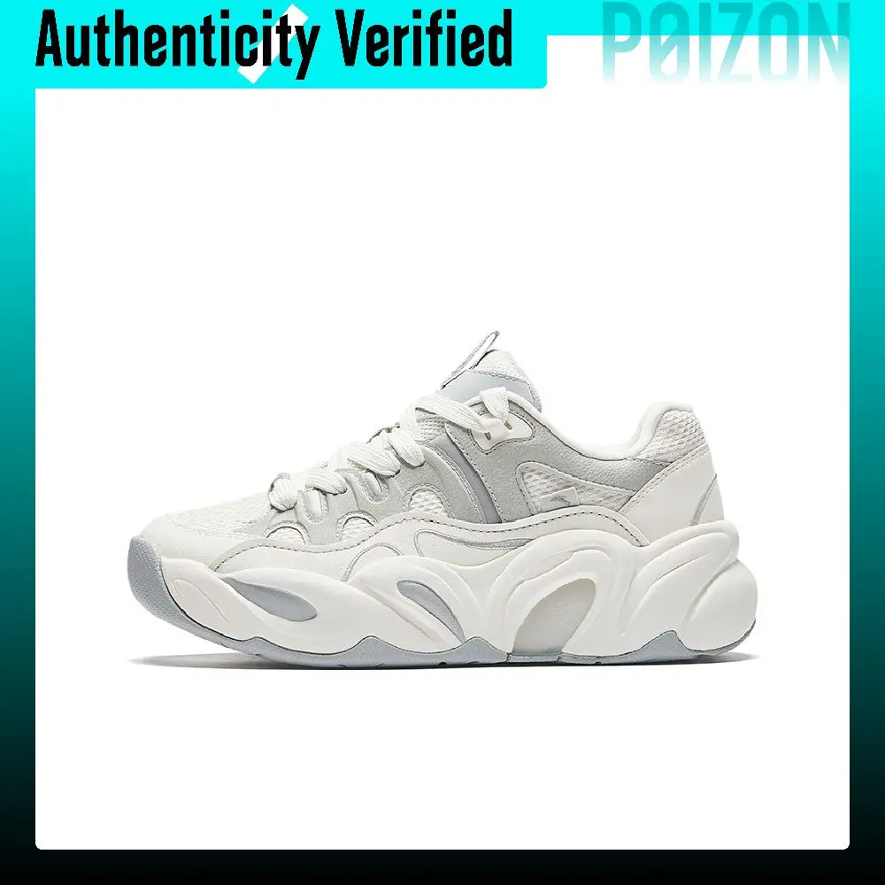 Anta Slip Resistant, Abrasion Resistant, Breathable Low top Chunky Sneakers Women's White Gray 122538888R-1