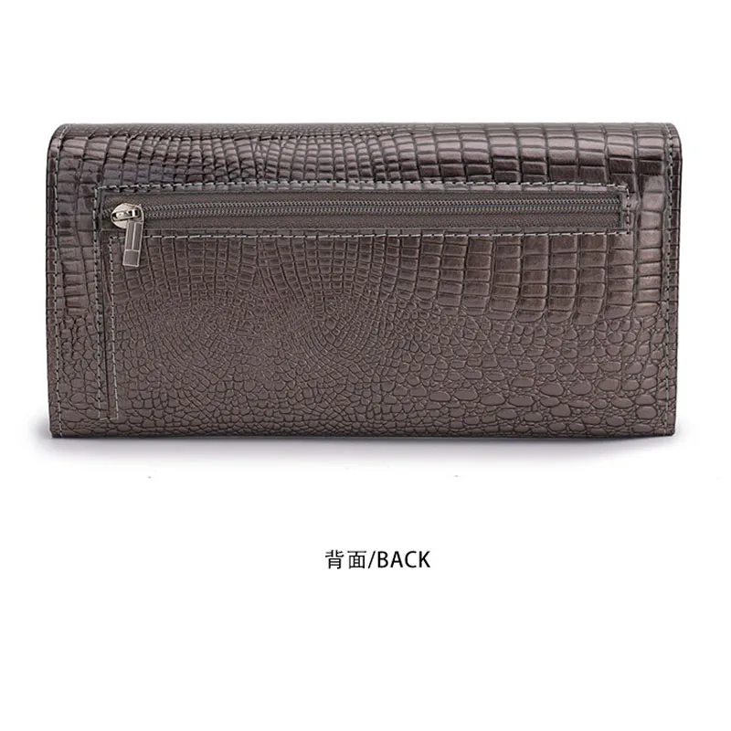 Genuine Leather Wallet Women Long Women\'s Leather Wallets Alligator Pattern Female Purse Luxury Brand Money Bag