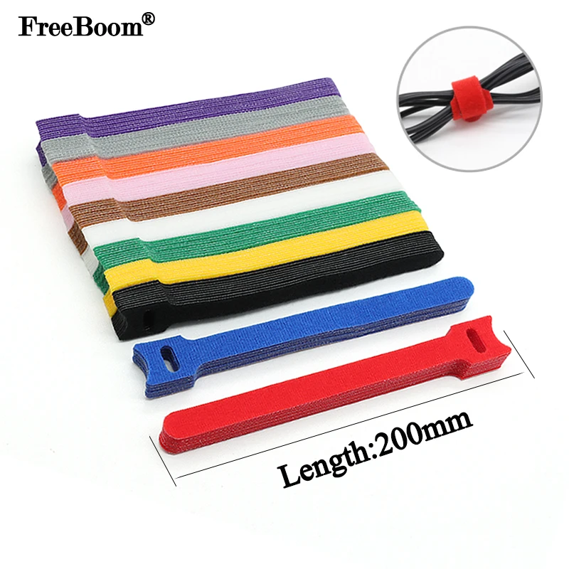 

10~1000Pcs T-type Releasable Cable Ties 200mm Power Cords Reusable Fastening Adjustable Cord Nylon Cables Organizer Wire Ties