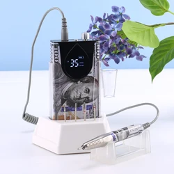 New Special Printing 35K Brushless Cordless Nail Drill Machine 35000RPM Rechargeable Manicure Electric Nail File Portable Base