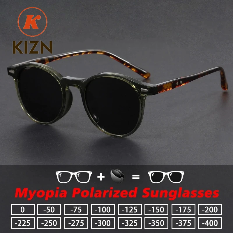 

Солнцезащитные очки KIZN унисекс, ультралегкие, круглые, для коррекции близорукости, для вождения, рыбалки, с УФ-защитой, поляризационные, модные, с диоптриями, на заказ