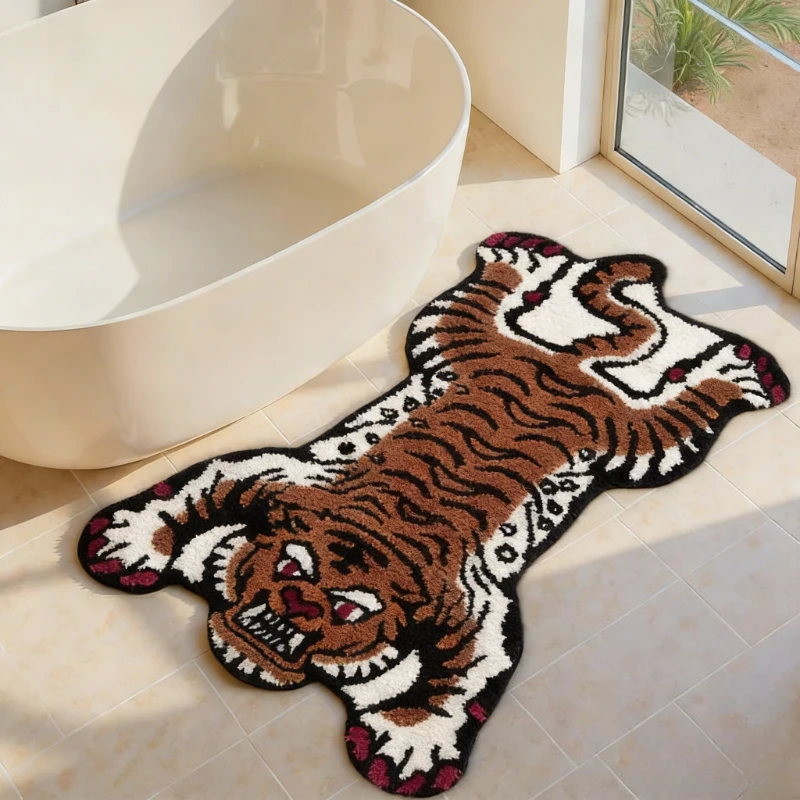 Tiger Pattern Bedroom Decor Plush Carpet Irregular Shape Carpets for Living Room Thick Study Irregular Floor Mat Fluffy Soft Rug
