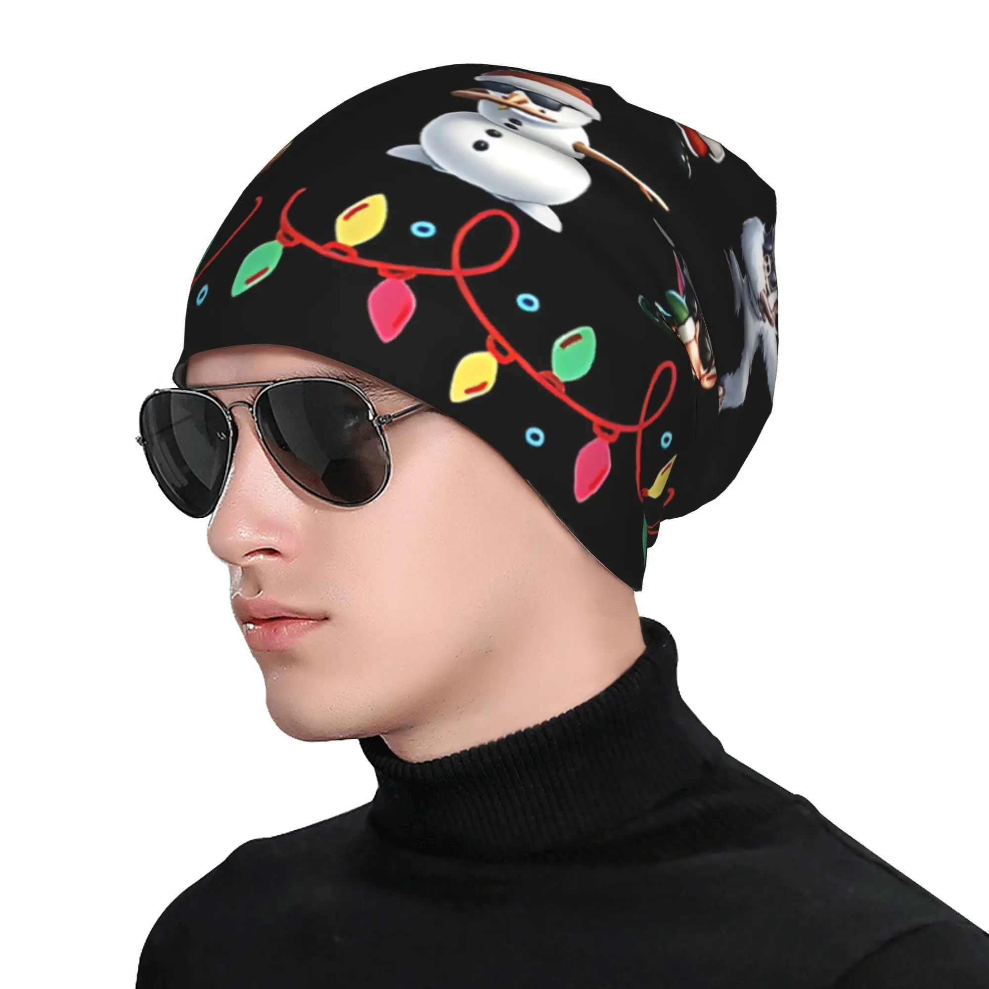 Винтажная рождественская кепка с черепом Санта-Клауса, 95% полиэстер 5% эластан, эластичная трикотажная ткань, можно стирать в руках, унисекс, Рождество