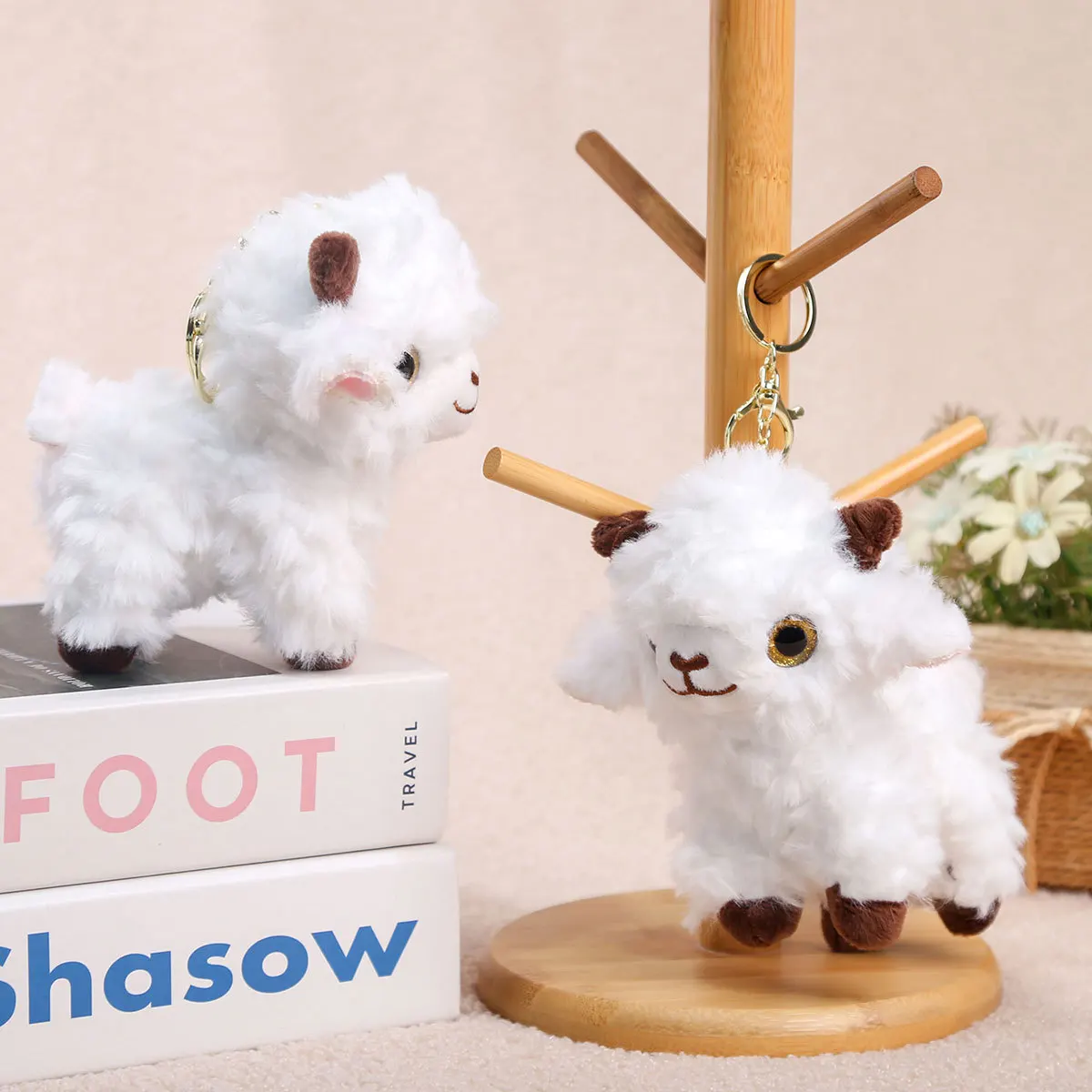 Cartoon Standing Lamb Pendant Plush Doll Keychain Creative Backpack Decoration Pendant Cute Lamb Animal Keychain Best Gift