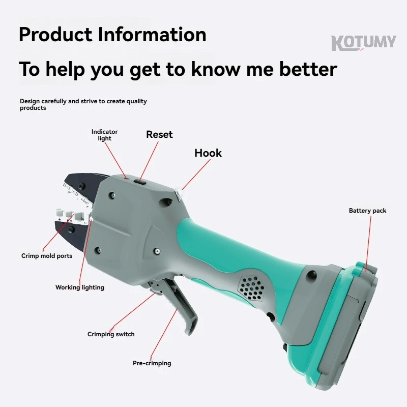 

Portable Rechargeable Crimping Tool Electric Cable Terminal Press Plier